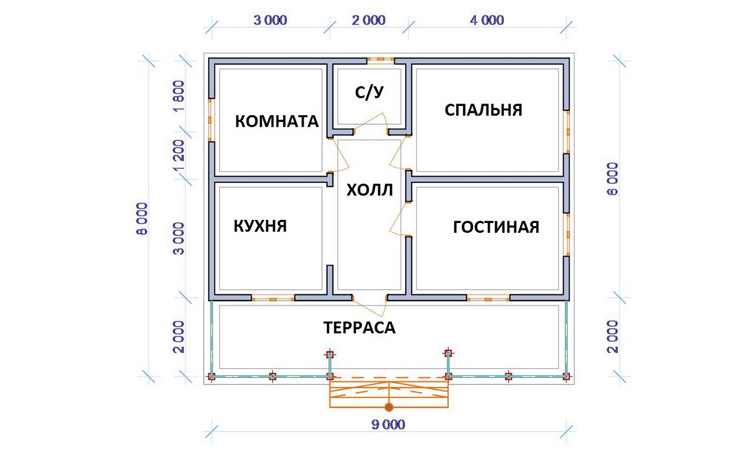 Проекты домов 9 на 8 одноэтажные: Проекты домов 9 на 8 метров, 9х8