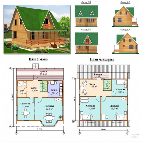 План дома 9 на 9 двухэтажный: готовые и типовые. Каталог содержит планировки, планы и чертежи