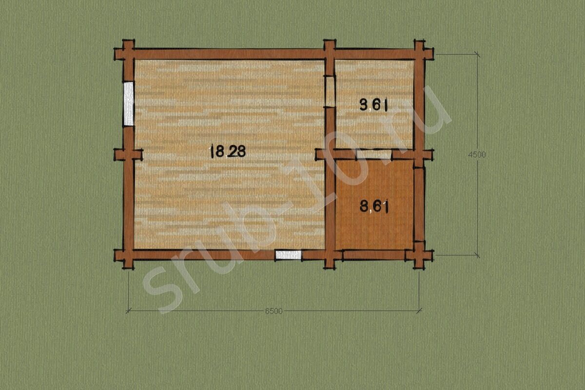 Баня 6 5: Одноэтажная баня из бруса 6 на 5 с крыльцом, прямой крышей, проект 9