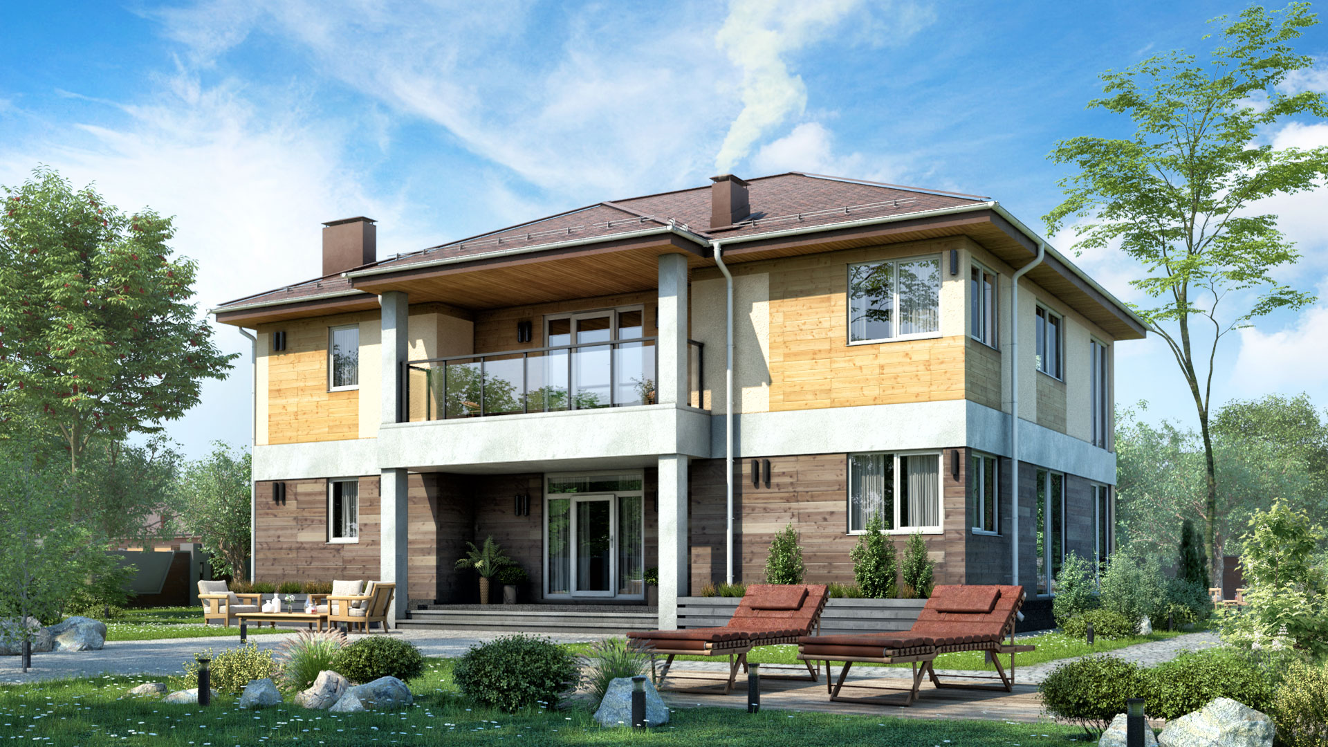 Проекты двухэтажных домов с балконом домов: готовые и типовые. Каталог содержит планировки, планы и чертежи