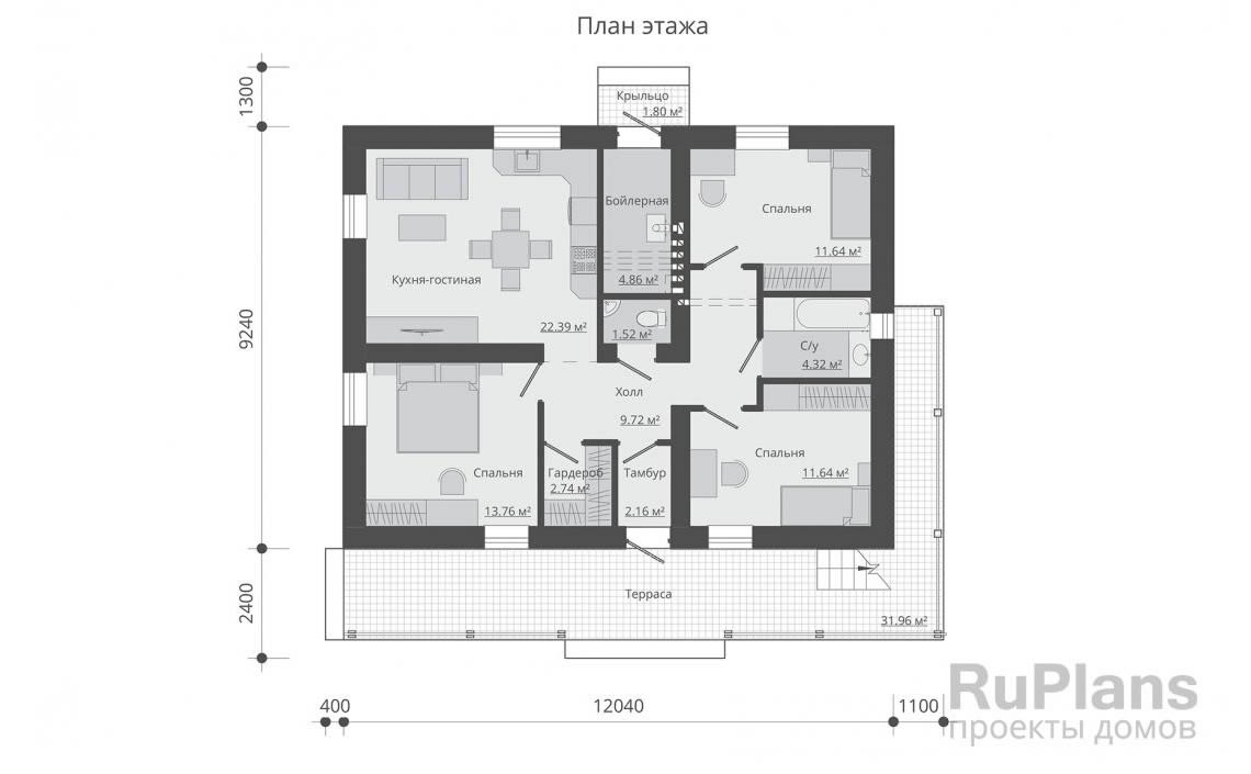 План дома 12 на 12: Проекты одноэтажных домов 12 на 12 м
