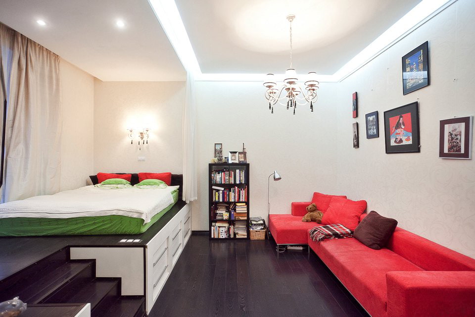 Красивый интерьер однокомнатной квартиры: Современный дизайн однокомнатной квартиры