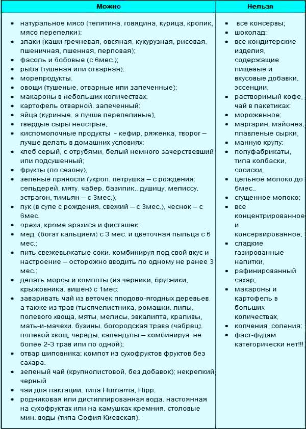 Питание мамы при грудном вскармливании: что можно и нельзя есть