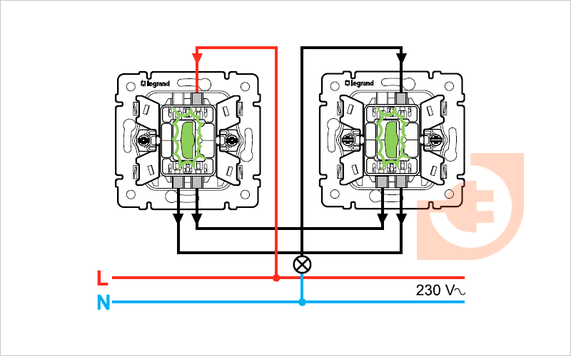 Схема подключение проходного двойного выключателя: Схема подключения двухклавишного проходного выключателя