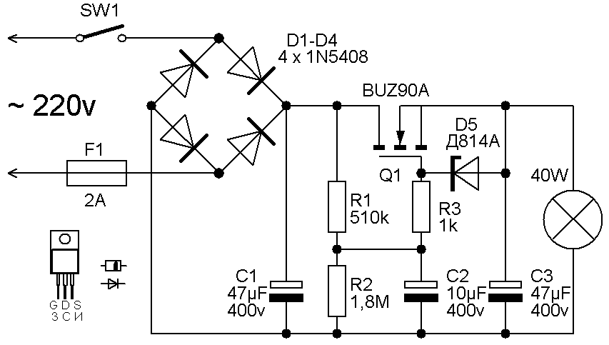 Схема питания мощного светодиода от 220 вольт: Схема драйвера для светодиода от сети 220В