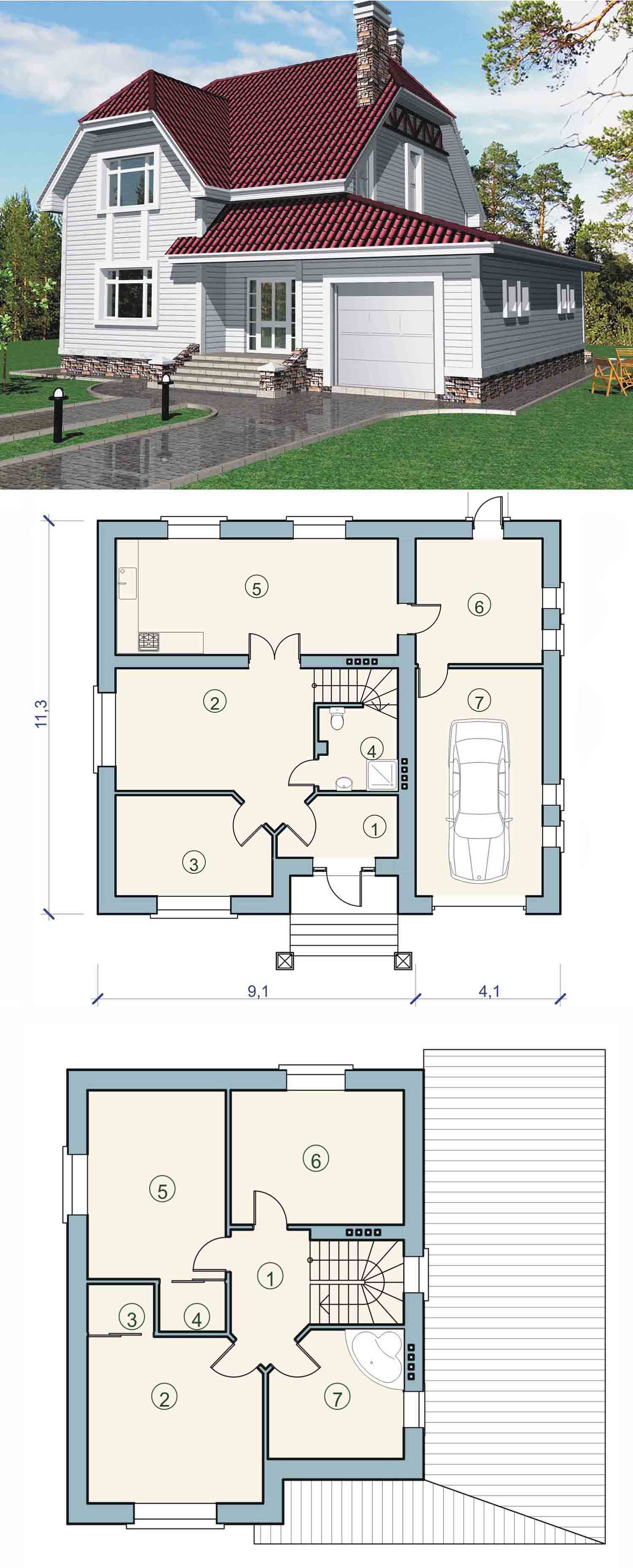 Одноэтажный проект дома с мансардой: Проекты одноэтажных домов с мансардой, планы, фото, цены. Каталог содержит планировки, планы и чертежи