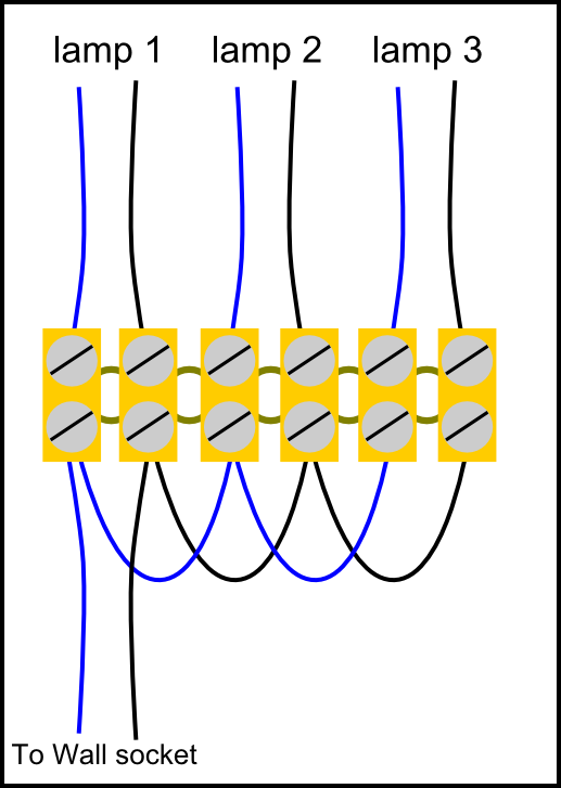 Как соединить три лампочки к одному проводу: Как подключить три светильника к одному выключателю