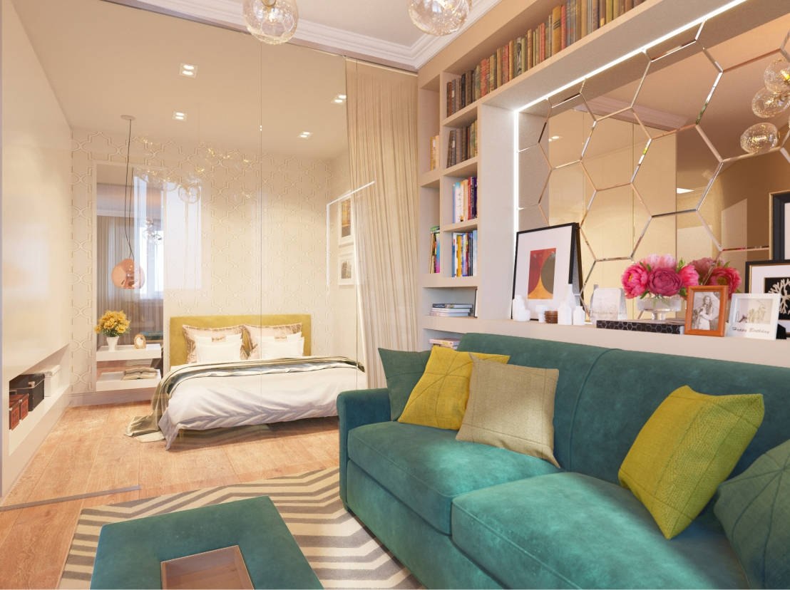 Комната и спальня и гостиная: 75 фото идей дизайна готового интерьера