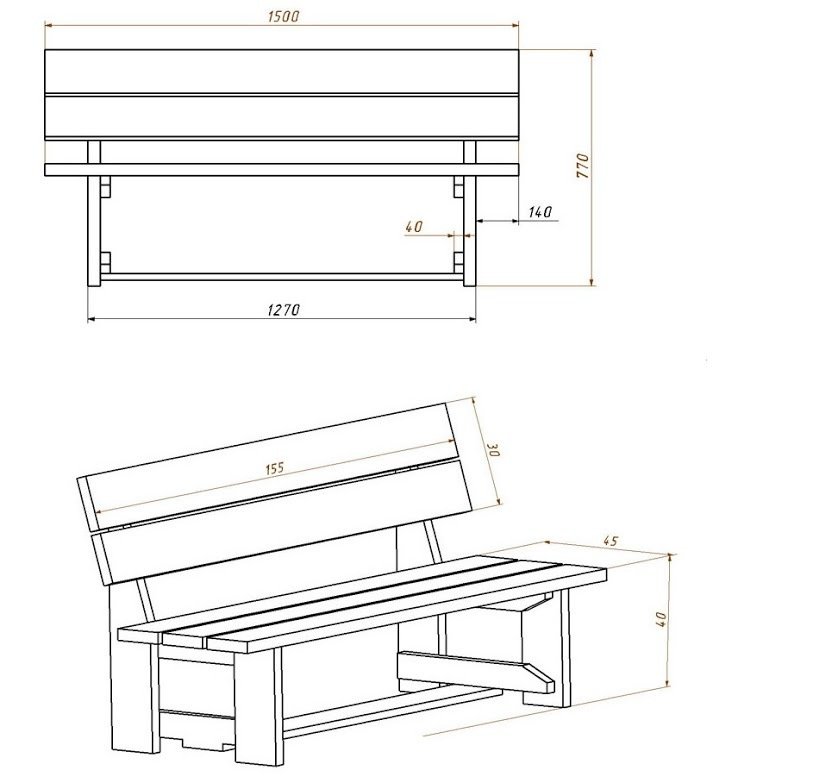 Скамейка своими руками со спинкой чертежи: Скамейка со спинкой - как построить своими руками (120 фото)