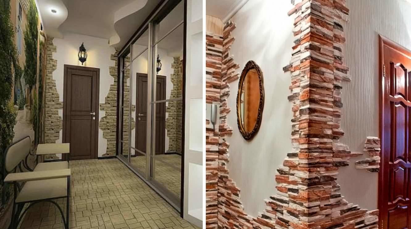 Имитация кирпичной стены в прихожей: Декоративные кирпичики на стену в коридоре и прихожей: отделка под кладку, имитация