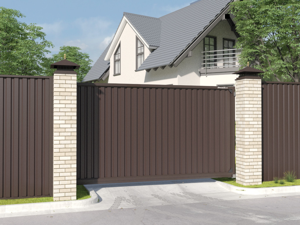 Ворота раздвижные в частный дом фото: три вида конструкций, дизайн с обзором материалов с фото