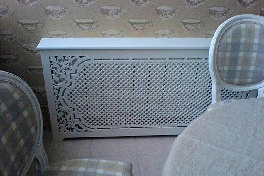 Декоративные панели на батареи: Экран для радиатора Дамаско 120х60 см, цвет белый