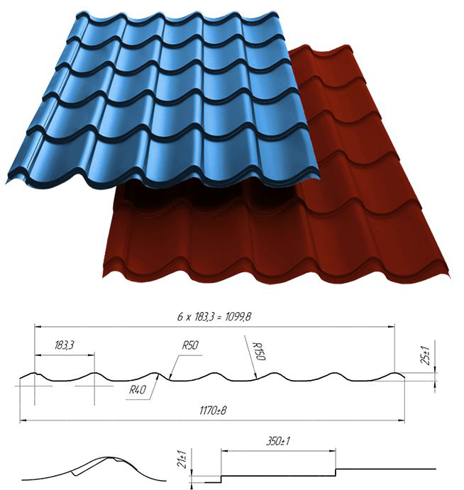 Металлочерепица размеры волны: Металлочерепица - Размеры листа, толщина, длина и ширина