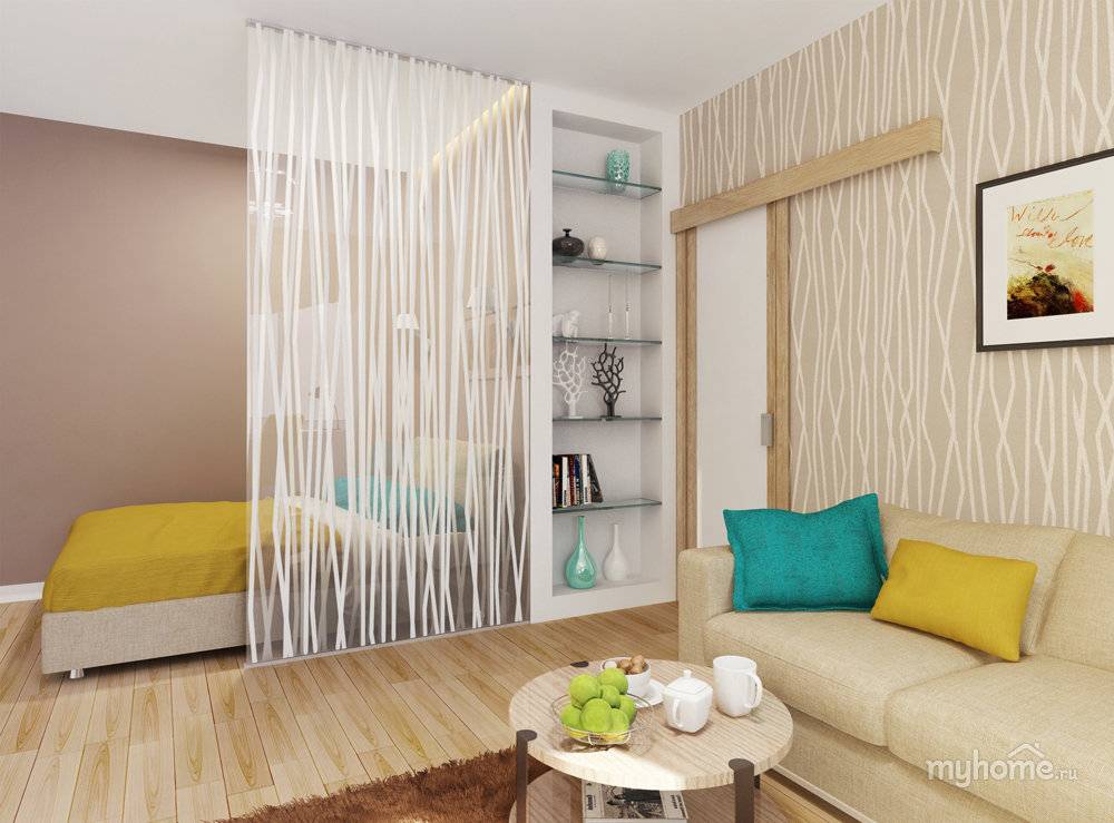 Дизайн комната с перегородкой: Перегородка в спальне - 70 фото вариантов применения в интерьере спальни