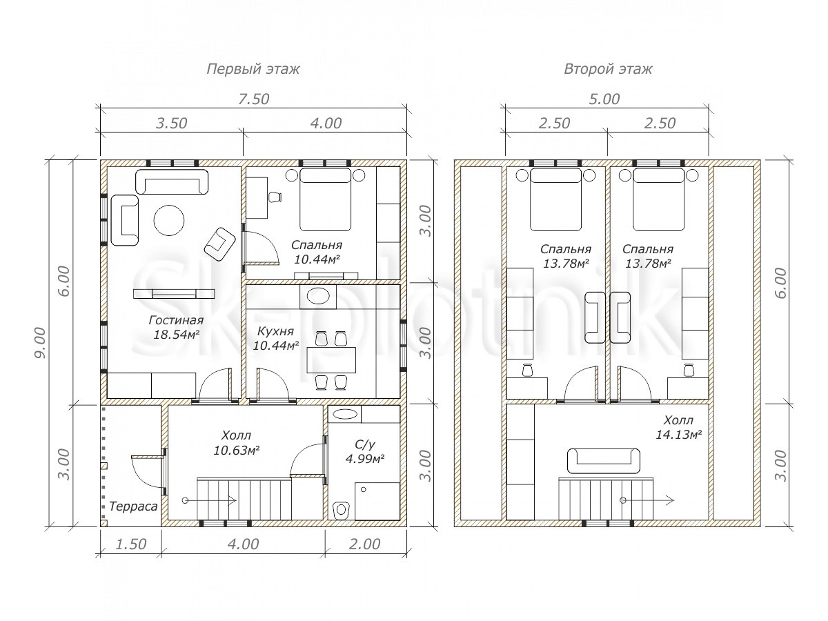 Дома 7 на 12 двухэтажный: Двухэтажный дом 7 на 12. 101 м2 – цена, характеристики, комплектация