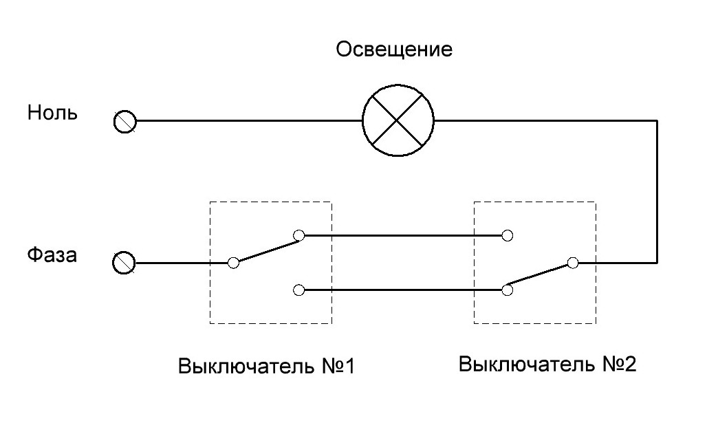 Схема подключение проходного двойного выключателя: Схема подключения двухклавишного проходного выключателя