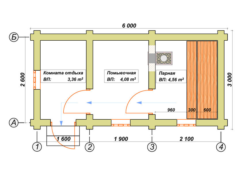 Баня 3 на 6: оформление конструкции размером 3х6 внутри, план постройки в два этажа метражом 6х3, мойка и парилка отдельно