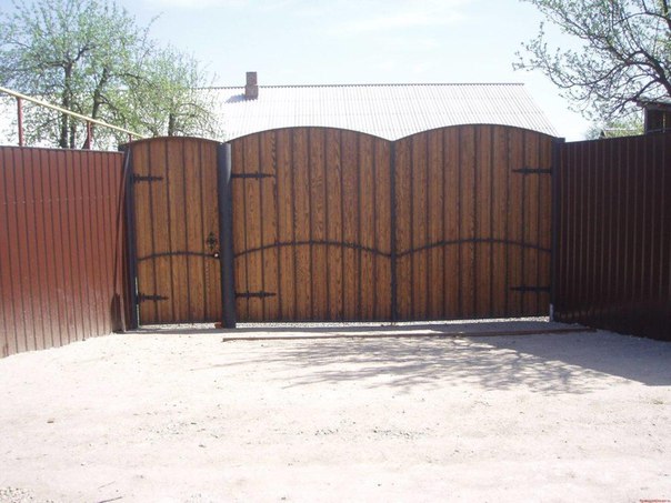Калитка и ворота из профлиста фото: Ворота и калитки из профнастила
