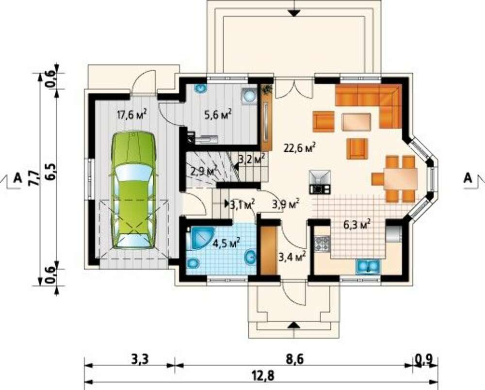 Дом 8 на 8 с гаражом: Дом 8 на 8 с гаражом. 129,5 м2 – цена, характеристики, комплектация