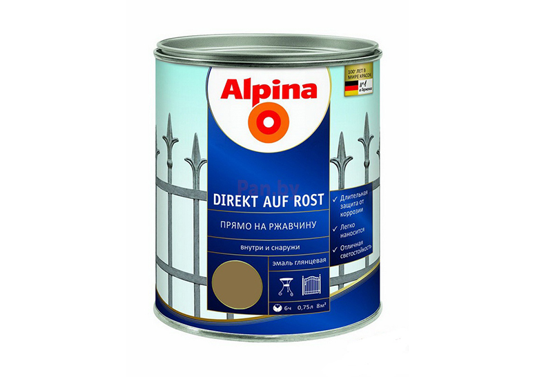 Краска по металлу alpina по ржавчине: Эмаль по ржавчине ALPINA Прямо на ржавчину глянцевая шоколад 0,75 л