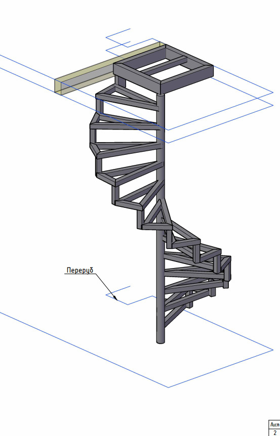 Чертеж лестницы винтовой лестницы: Чертеж винтовой лестницы на второй этаж своими руками: расчеты и схемы
