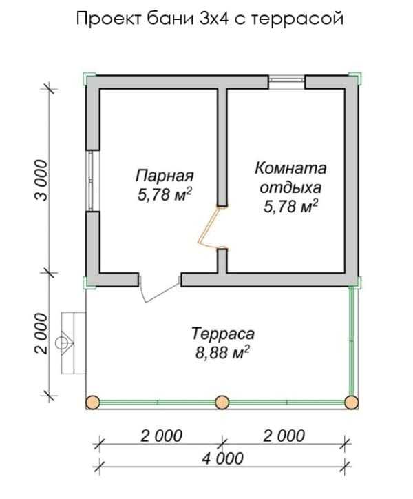 Бани 3 на 4 – проекты, планировки и цены на строительство в Москве, фото