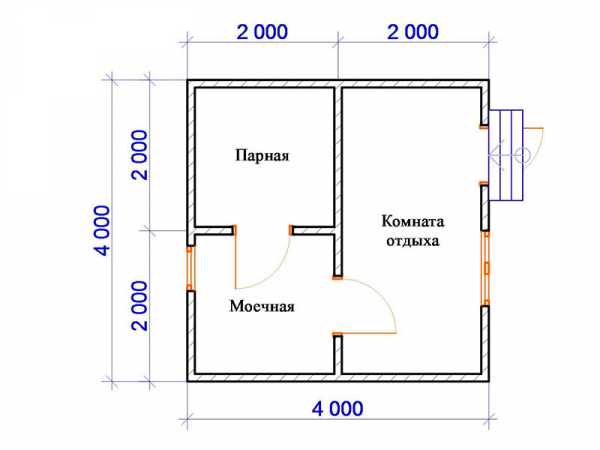 Баня 4х4 планировка фото – схема каркасной бани площадью 4 на 6 с верандой, сколько кубов леса надо, варианты с террасой размером 6х4
