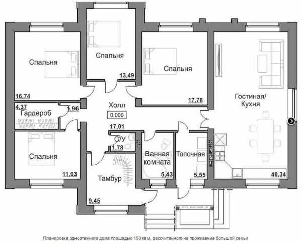 Чертеж дом 1 этаж – План одноэтажного дома: примеры функциональных планировок