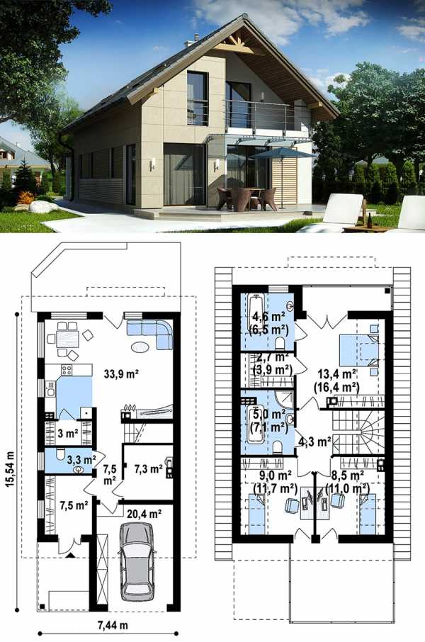 Дома с гаражом с мансардой фото – идеи для площади в 150 кв. м, отделка мансардных коттеджей пеноблоками, как уместить все под одной крышей