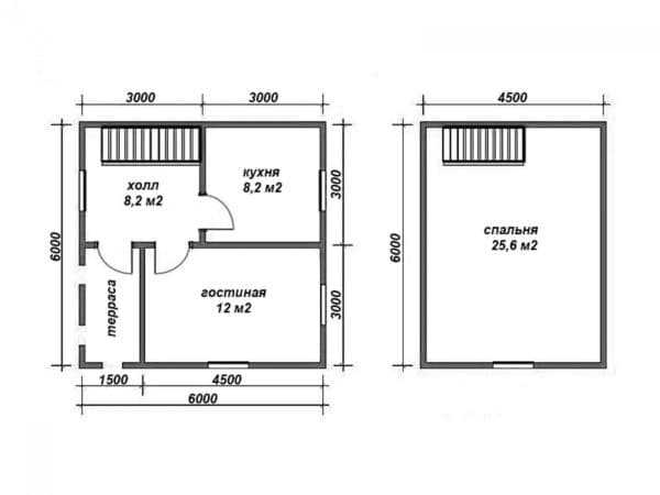 Домик 6 на 6 планировка – Планировка двухэтажного дома 6х6 с мансардой и без нее