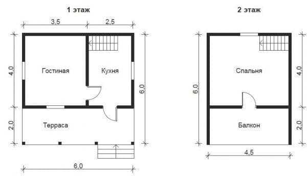 Домик 6 на 6 планировка – Планировка двухэтажного дома 6х6 с мансардой и без нее