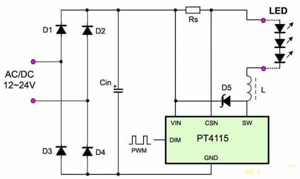 Драйвер светодиода своими руками – Схемы драйверов светодиодов на PT4115, QX5241 и др. микросхемах с регулятором яркости для диммируемых светодиодных светильников