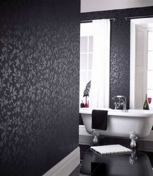 Фон стена черная – сочетание покрытий для стен с черным узором или цветами в комнате, модели с белым рисунком или в полоску, идеи-2018 в интерьере