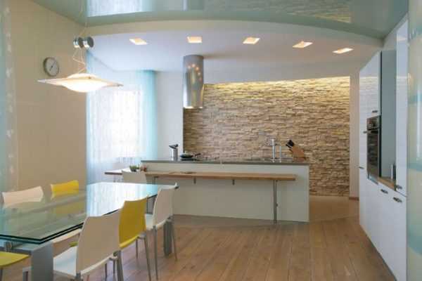 Фото двухуровневые потолки на кухне из гипсокартона – (25 )