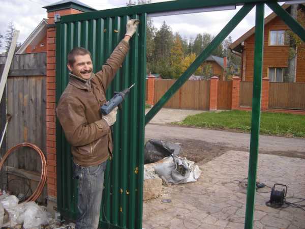 Фото ворота с профлиста – как сделать конструкцию забора из профлиста своими руками, модели с калиткой из металлопрофиля
