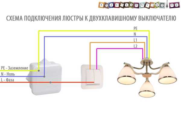 Как подсоединить люстру с 2 проводами к 3 проводами – Как подсоединить люстру - схема соединения с двумя и тремя проводами к одноклавишному и двухклавишному выключателю