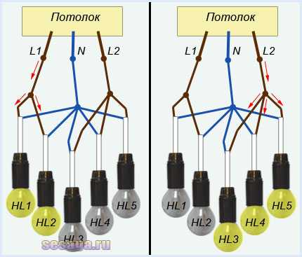 Как подсоединить люстру с 2 проводами к 3 проводами – Как подсоединить люстру - схема соединения с двумя и тремя проводами к одноклавишному и двухклавишному выключателю