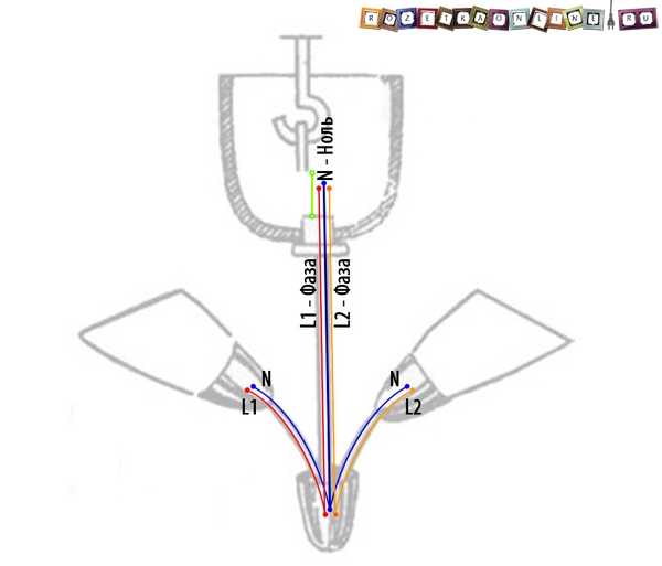 Как подсоединить люстру с 2 проводами к 3 проводами – Как подсоединить люстру - схема соединения с двумя и тремя проводами к одноклавишному и двухклавишному выключателю