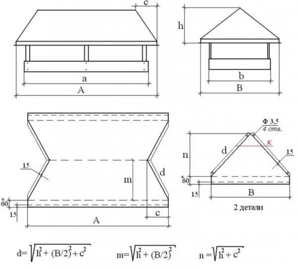 Колпак на дымоход чертеж – отличие от дымника, козырька и флюгарки, чертежи и схемы, как сделать своими руками