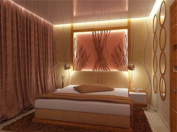 Натяжной потолок в спальне с подсветкой – идеи дизайна-2018 и освещения одноуровневых потолочных покрытий с 3D рисунком, виды и примеры красивых изделий в интерьере