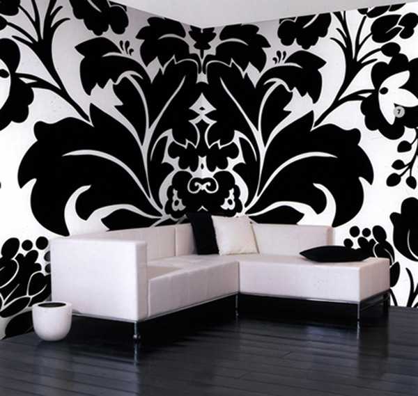 Обои черные белые – сочетание покрытий для стен с черным узором или цветами в комнате, модели с белым рисунком или в полоску, идеи-2018 в интерьере
