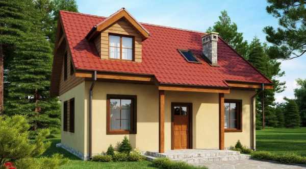 Одноэтажный дом с мансардной крышей – Проект небольшого одноэтажного дома с мансардой с двускатной крышей | Компания DOM4M Россия