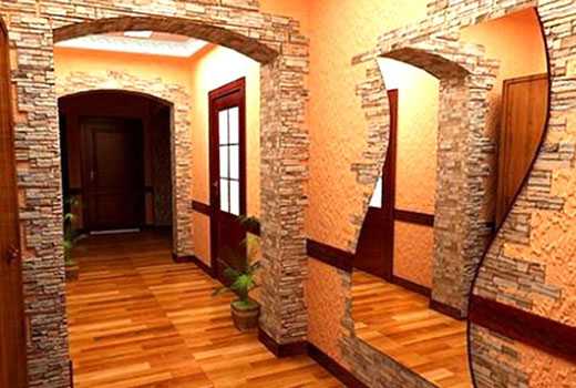 Отделка прихожей камнем фото – внутренняя отделка искусственным гибким и диким камнем в коридоре, варианты дизайна стен