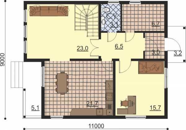 План дома 9 на 11 – Проекты домов 9 на 11 метров, 9х11