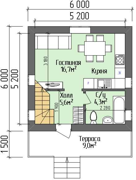 Планировки домов 6 на 6 – проект одноэтажного или двухэтажного дома размером 6х9 кв.м с мансардой, варианты и примеры с отличным дизайном