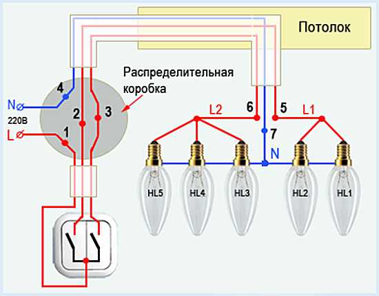 Подключение люстры с тремя проводами к двум проводам – 2 способа - как подключить люстру к выключателю. Ошибки схемы. Подключение через двухклавишный с 3 проводами или диммер.