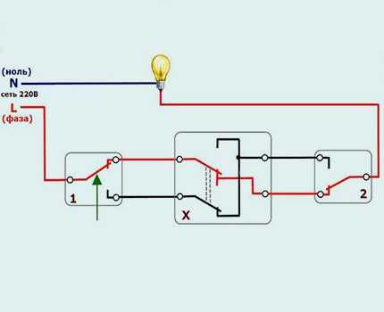 Подключение перекидного выключателя – Проходной выключатель - схема подключения. Подробная инструкция подключения двухклавишных и трехклавишных проходных выключателей. Видео