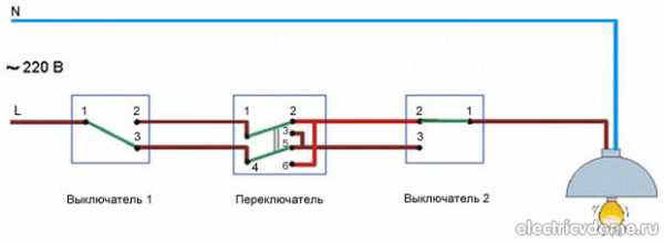 Подключение перекидного выключателя – Проходной выключатель - схема подключения. Подробная инструкция подключения двухклавишных и трехклавишных проходных выключателей. Видео