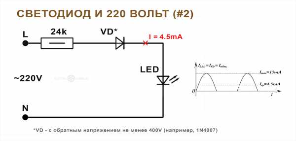 Подключение светодиодных ламп 220в схема – Простейшие схемы подключения светодиодов в 220 вольт без драйвера (самое простое питание светодиода от сети напряжением 220В)