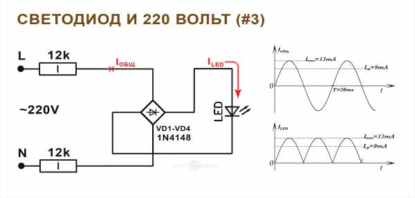 Схемы светодиодных ламп на 220 вольт